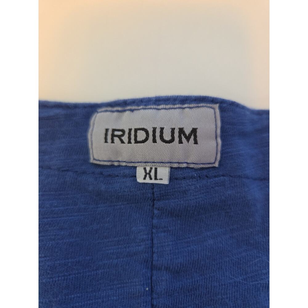 IRIDIUM Cotton Blue Lagenlook SS Frayed Seam Pocket Loose Fit Top Women's XL - Picture 11 of 12